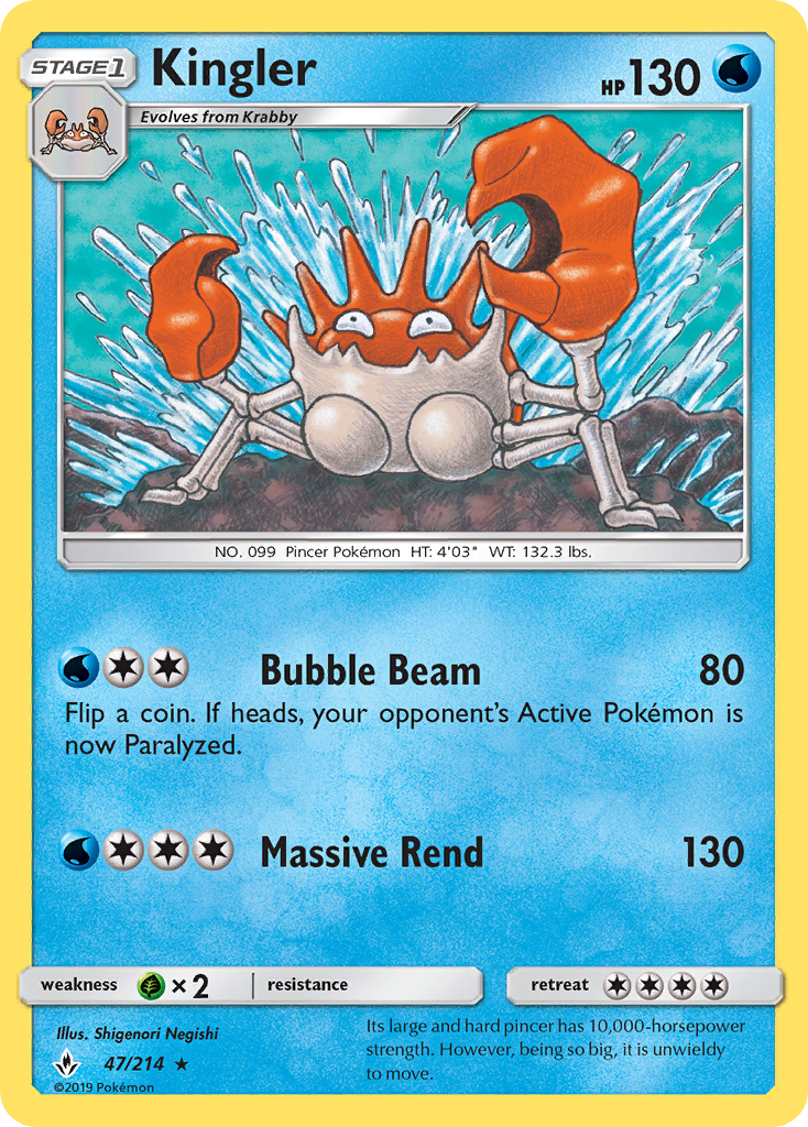 Kingler (47/214) - Unbroken Bonds Pokémon Card