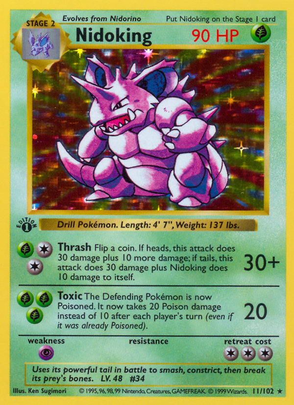 Nidoking (11/102) - Base (1st Edition) Pokémon Card