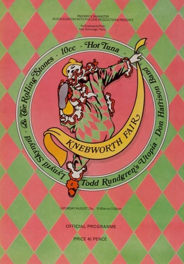 Rolling Stones & Hot Tuna Knebworth Fair Program 1976 Concert Poster