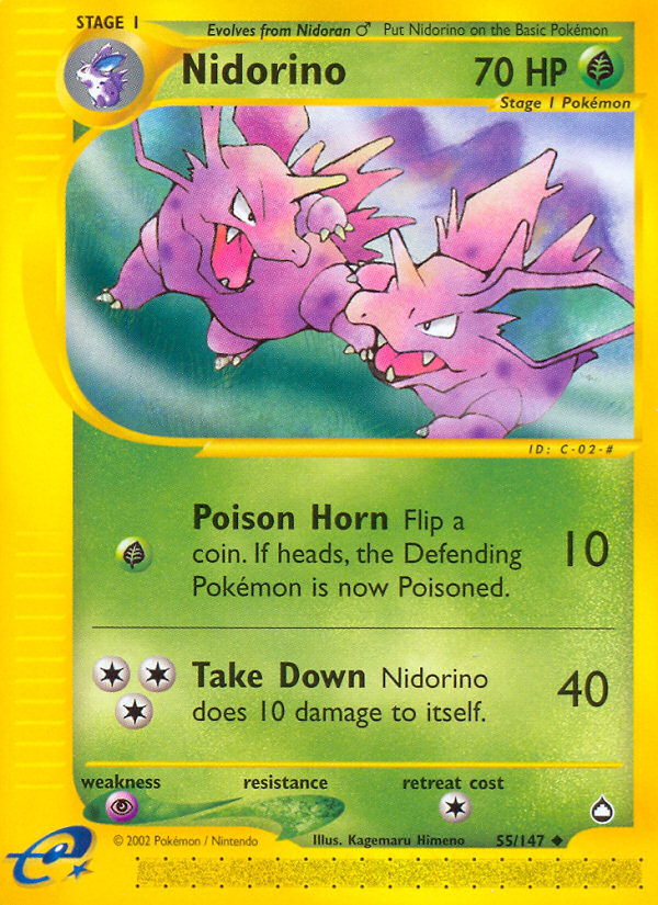 Nidorino (55/147) - Aquapolis Pokémon Card