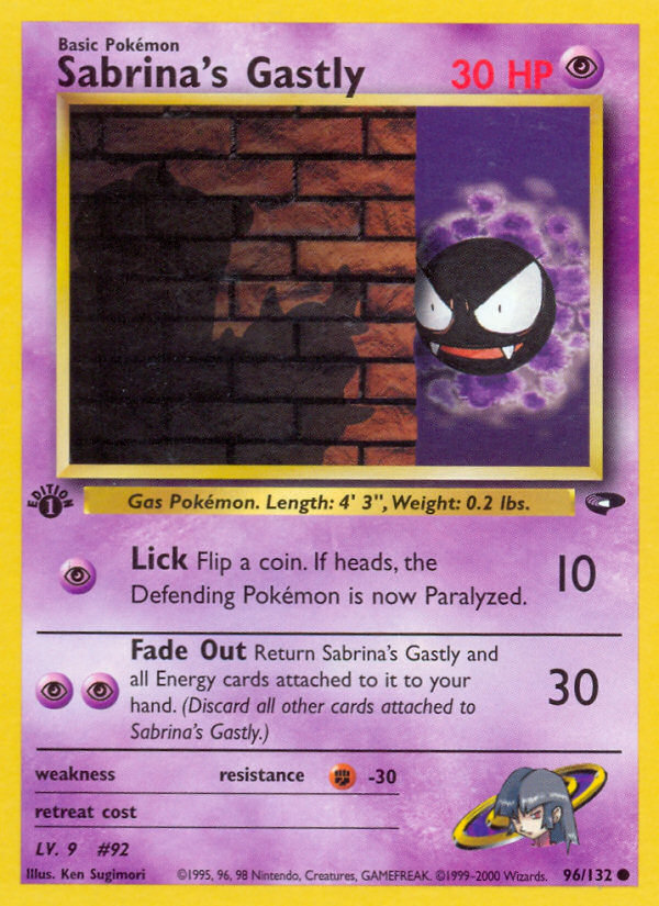 Sabrina's Gastly (96/132) - Gym Challenge (1st Edition) Pokémon Card