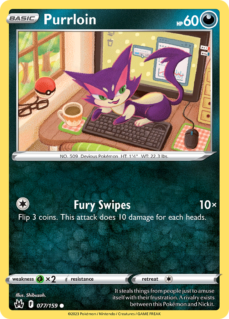 Purrloin (77/159) - Crown Zenith Pokémon Card