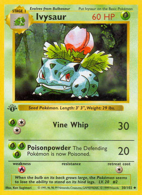 Ivysaur (30/102) - Base (1st Edition) Pokémon Card