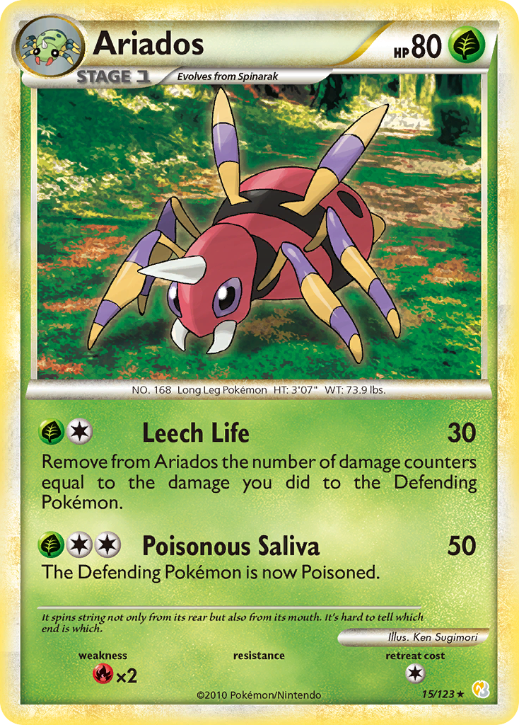 Ariados (15/123) - HeartGold & SoulSilver Pokémon Card