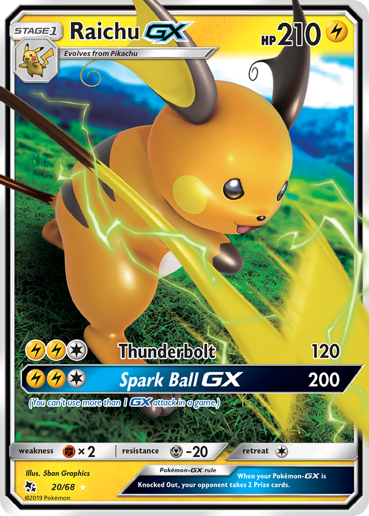 Raichu GX (20/68) - Hidden Fates Pokémon Card