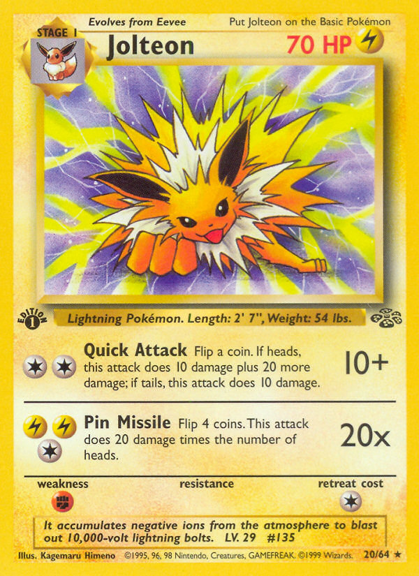 Jolteon (20/64) - Jungle (1st Edition) Pokémon Card