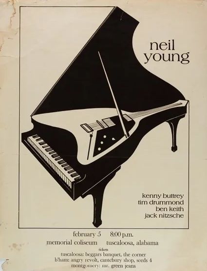 Neil Young Tuscaloosa Coliseum 1973 Concert Poster