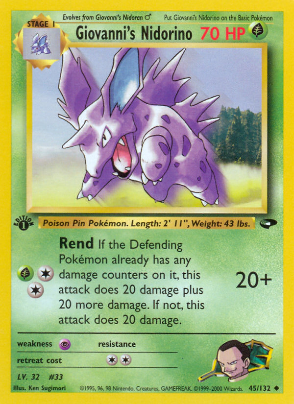 Giovanni's Nidorino (45/132) - Gym Challenge (1st Edition) Pokémon Card