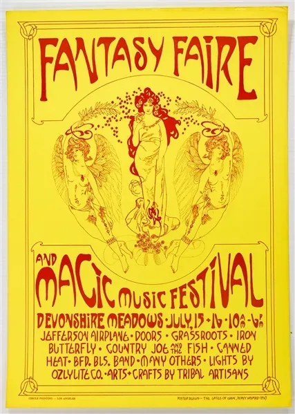 The Doors & Jefferson Airplane Fantasy Faire Magic Music Festival 1967 Concert Poster