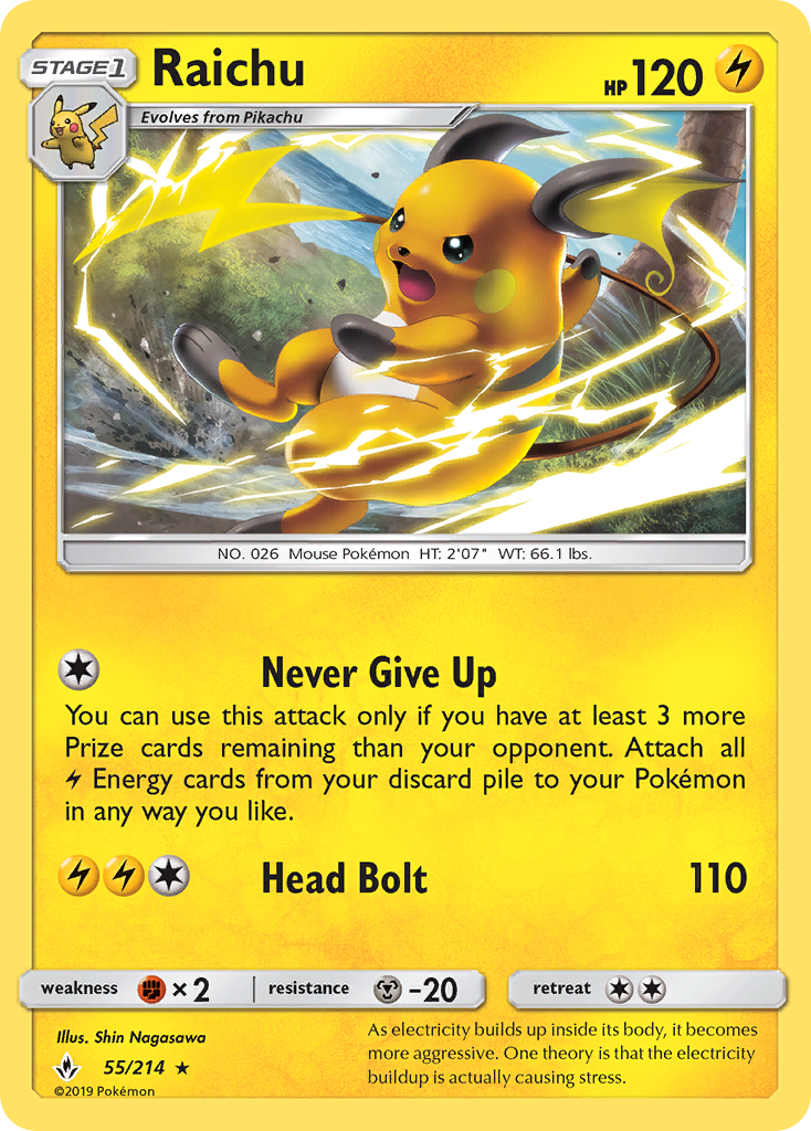 Raichu (55/214) - Unbroken Bonds Pokémon Card