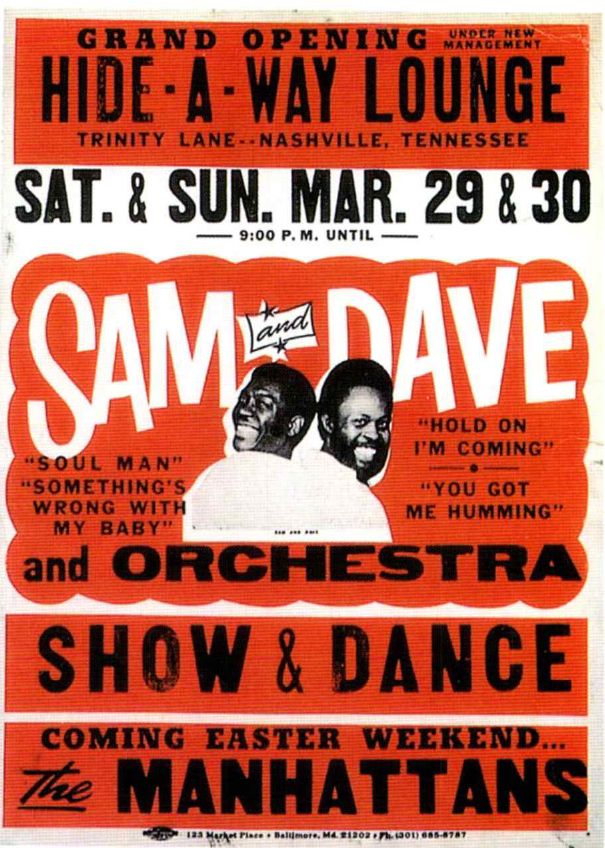 AOR-1.48-OP-1 Sam & Dave Hide-A-Way Lounge 1980 Concert Poster