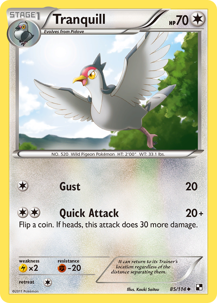 Tranquill (85/114) - Black & White Pokémon Card