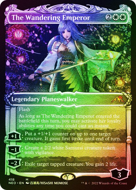 The Wandering Emperor (Showcase) (Kamigawa: Neon Dynasty - Foil Etched) Trading Card