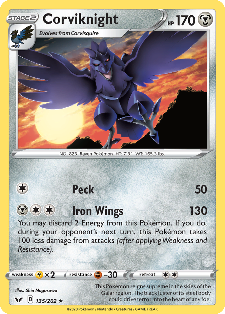 Corviknight (135/202) - Sword & Shield Pokémon Card