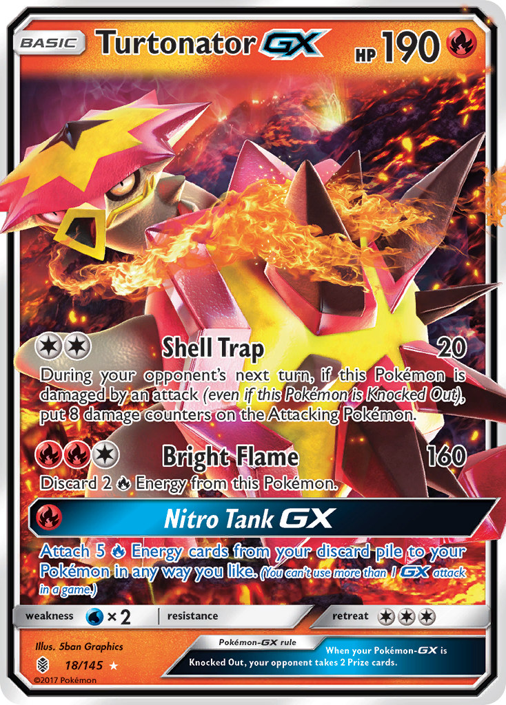 Turtonator GX (18/145) - Guardians Rising Pokémon Card