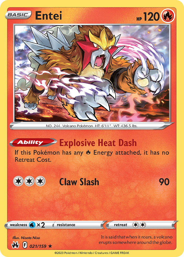 Entei (21/159) - Crown Zenith Pokémon Card