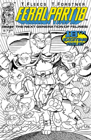 Feral #18 (Cvr E Tony Fleecs & Trish Forstner Youngblood Team Up B&W Virgin Variant)