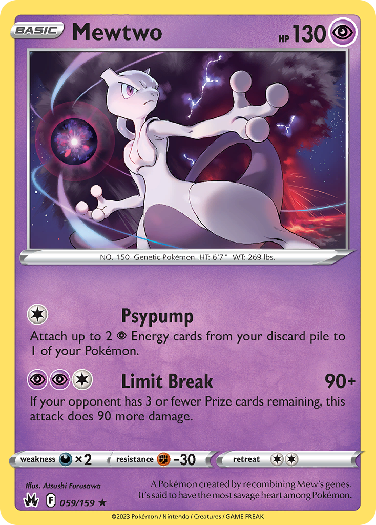 Mewtwo (59/159) - Crown Zenith Pokémon Card