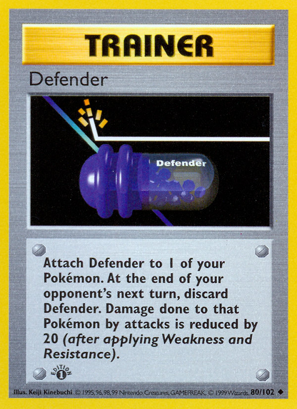 Defender (Trainer) (80/102) - Base (1st Edition) Pokémon Card