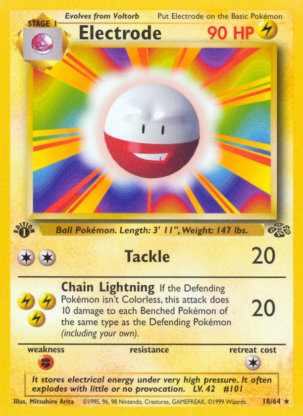 Electrode (18/64) - Jungle (1st Edition) Pokémon Card