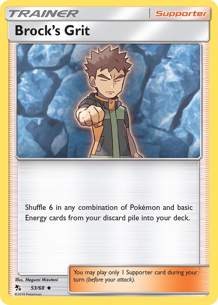 Brock's Grit (Trainer: Supporter) (53/68) - Hidden Fates Pokémon Card