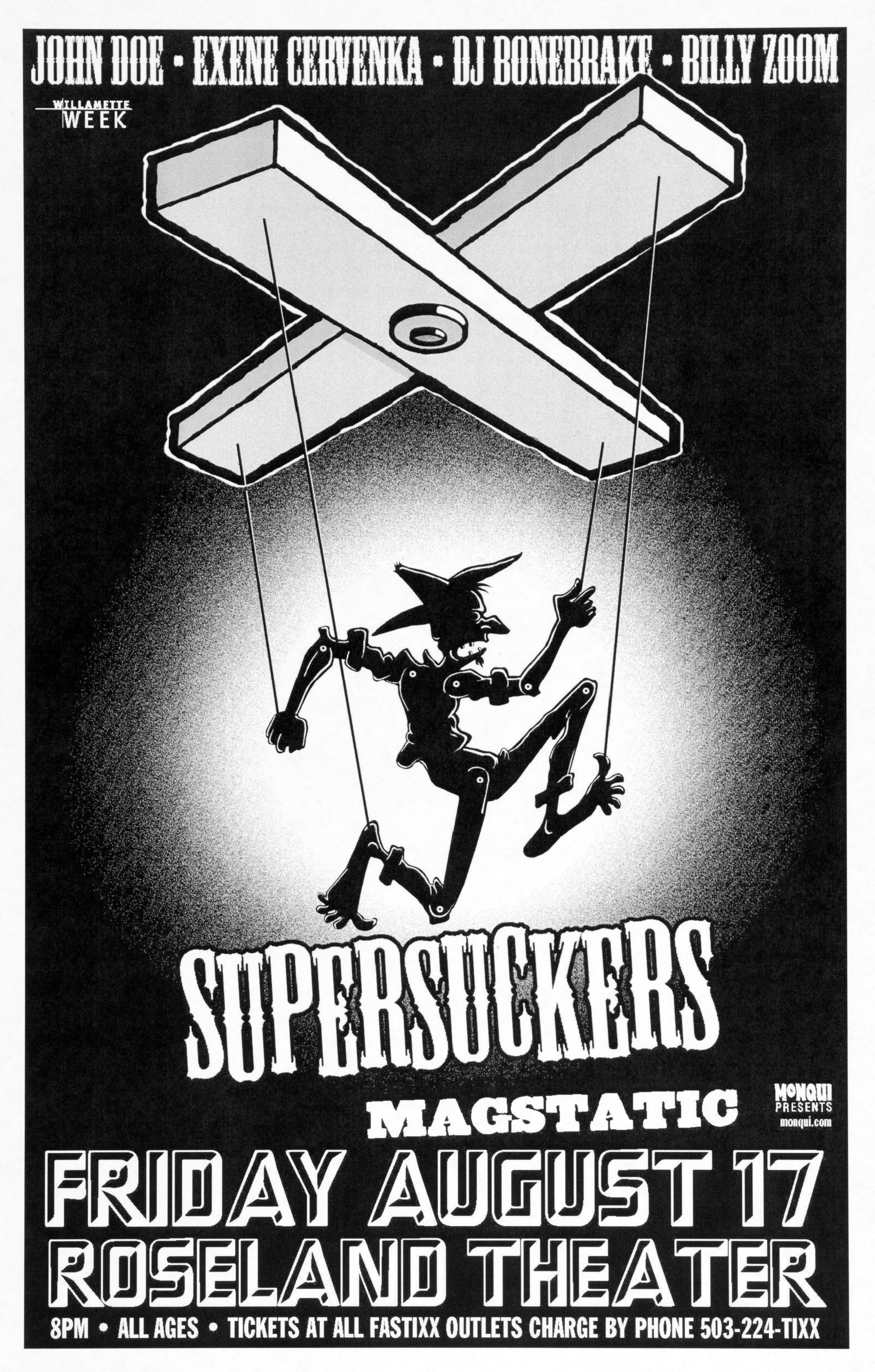 MXP-144.1 X & Supersuckers at Roseland Theater 2001 Concert Poster