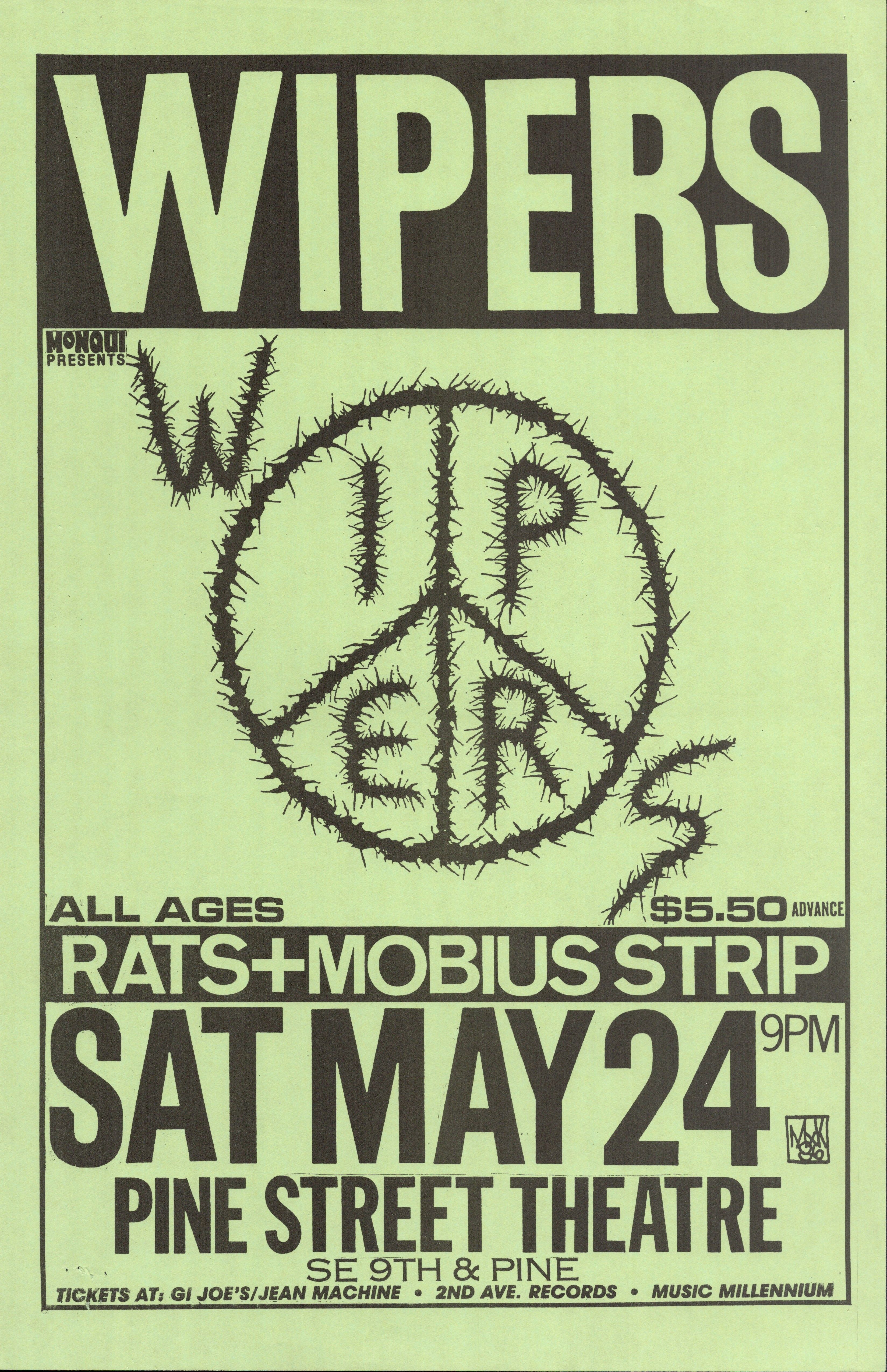 MXP-262.1 Wipers Pine Street Theatre 1986 Concert Poster
