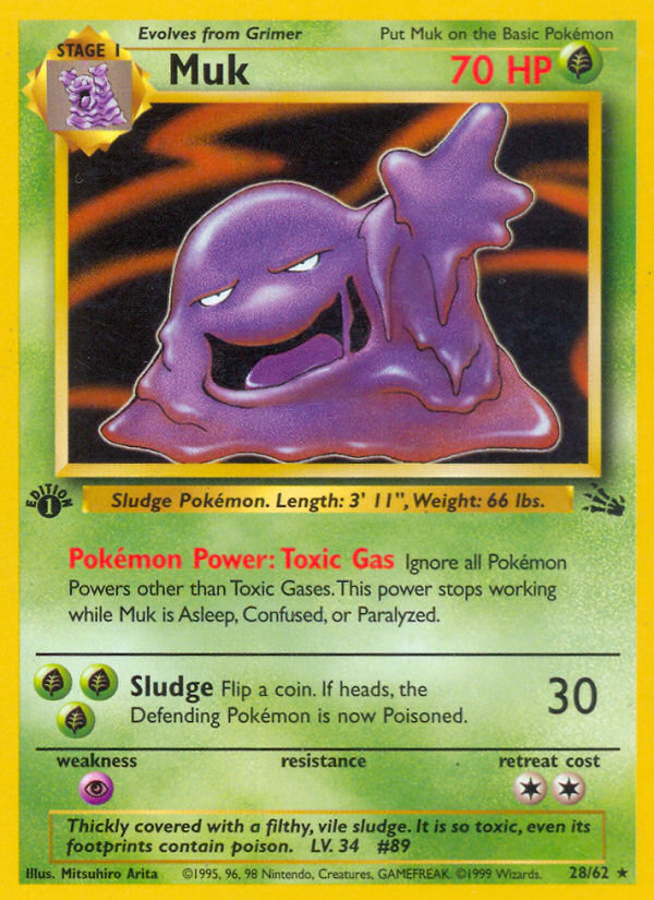 Muk (28/62) - Fossil (1st Edition) Pokémon Card