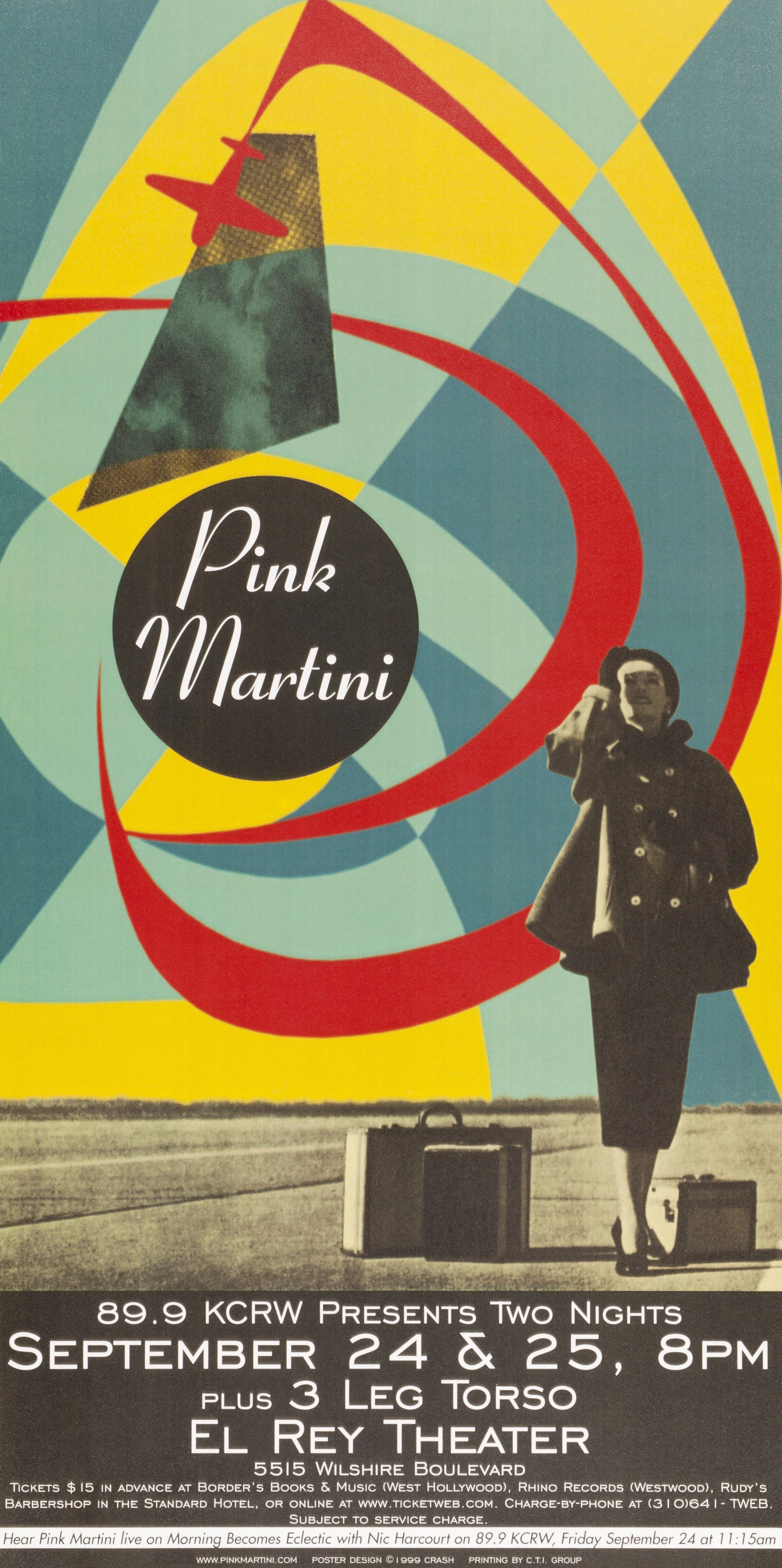MXP-222.2 Pink Martini 1999 El Rey Theater  Sep 25 Concert Poster