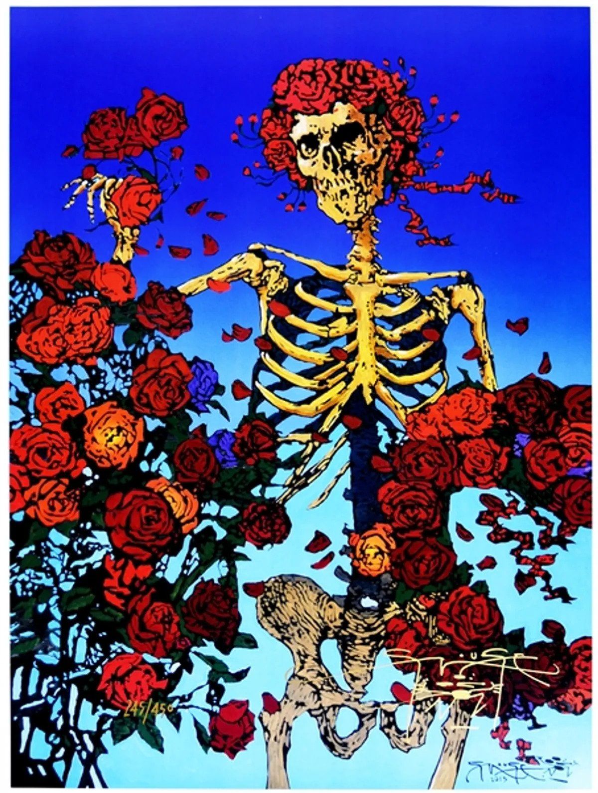 Stanley Mouse-Grateful Dead Bertha Skeleton & Roses 2015 Concert Poster