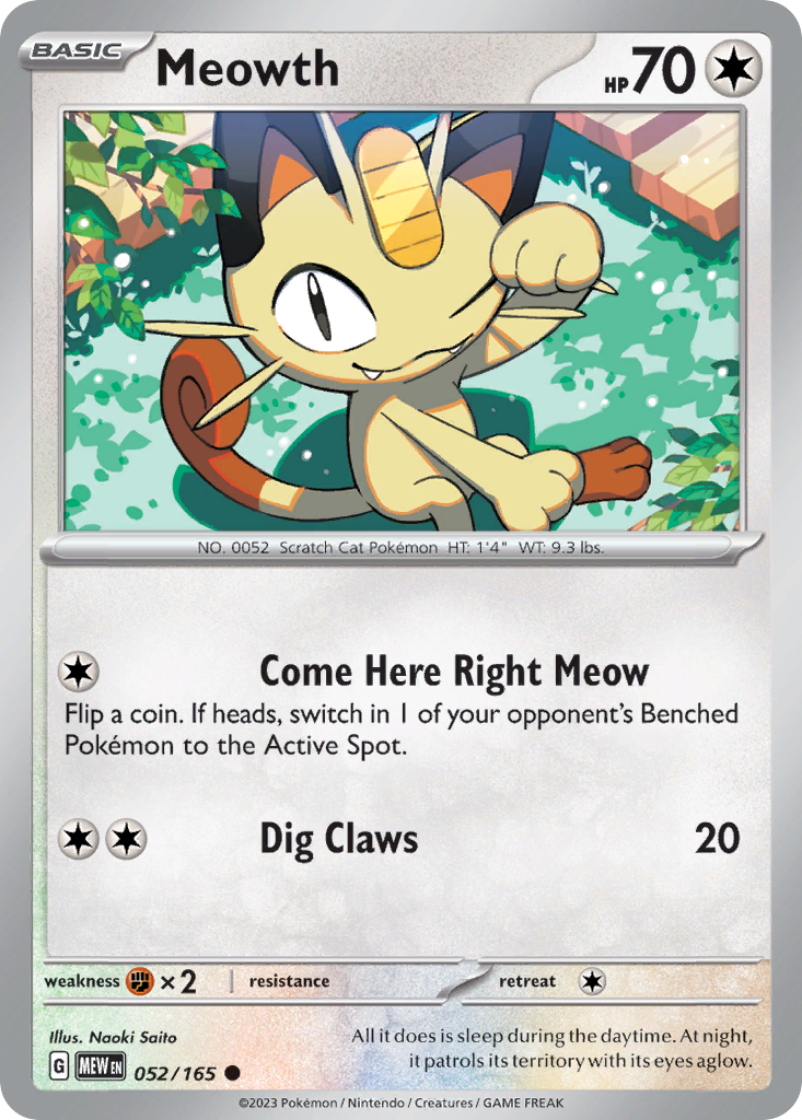 Meowth (52/165) - 151 Pokémon Card