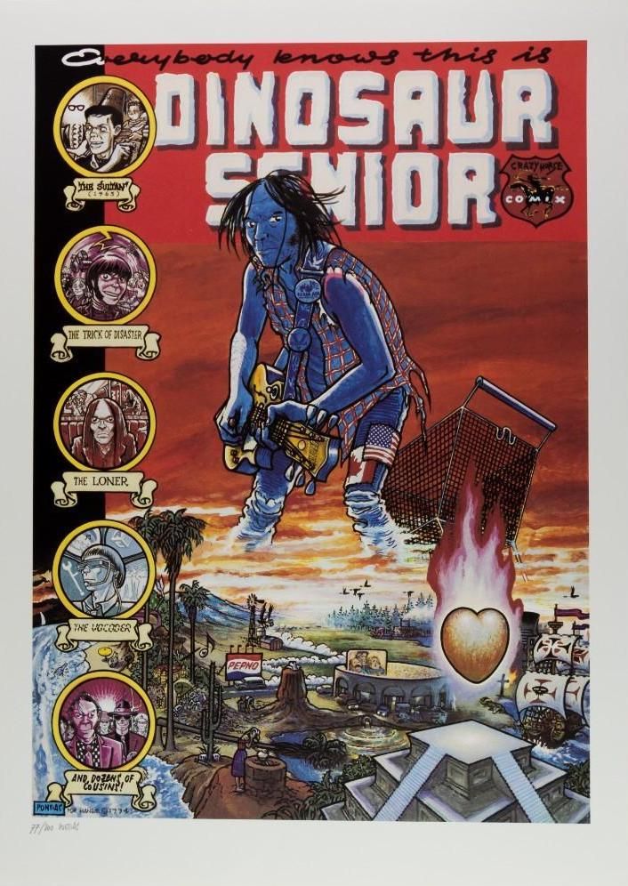 Neil Young "Dinosaur Senior" Promotional 1994 Concert Poster