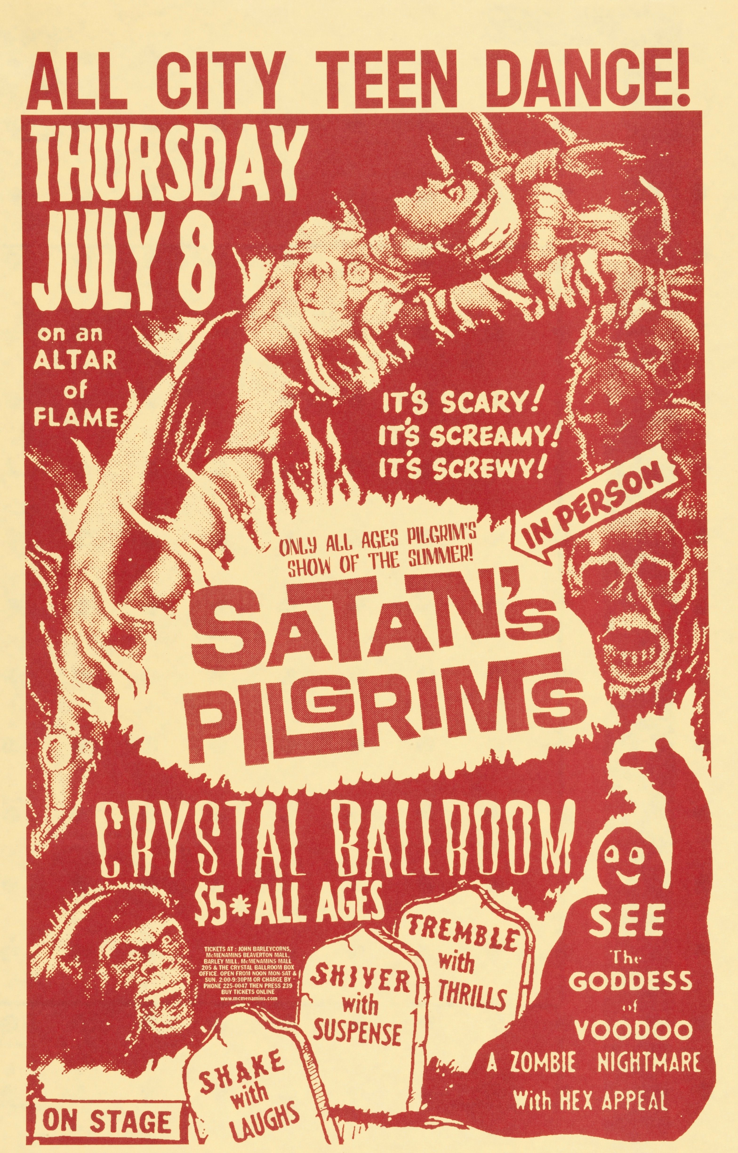 MXP-51.1 Satans Pilgrims 1999 Crystal Ballroom  Jul 8 Concert Poster