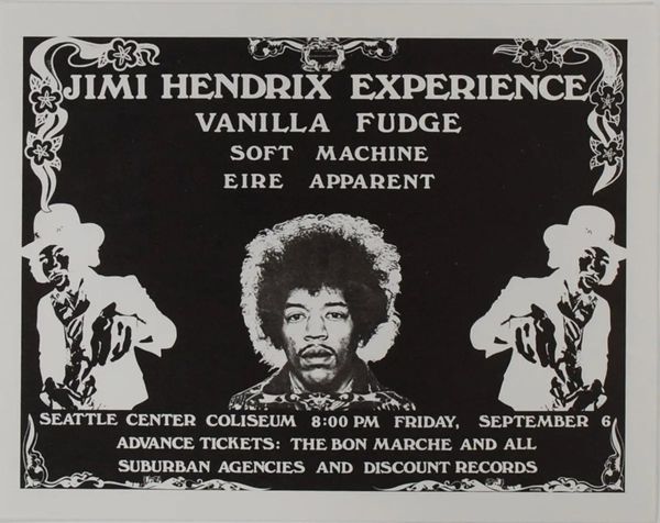 Jimi Hendrix Seattle Center Coliseum 1968 HANDBILL