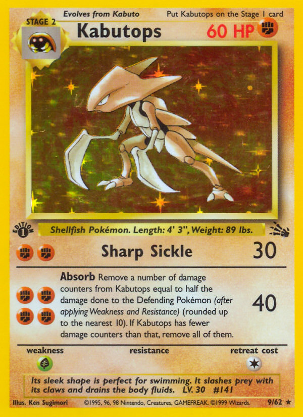 Kabutops (9/62) - Fossil (1st Edition) Pokémon Card