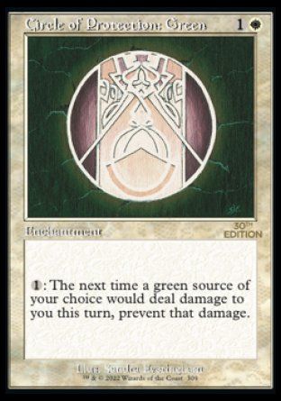 Circle of Protection: Green (Magic 30th Anniversary Edition - Old Frame) Trading Card