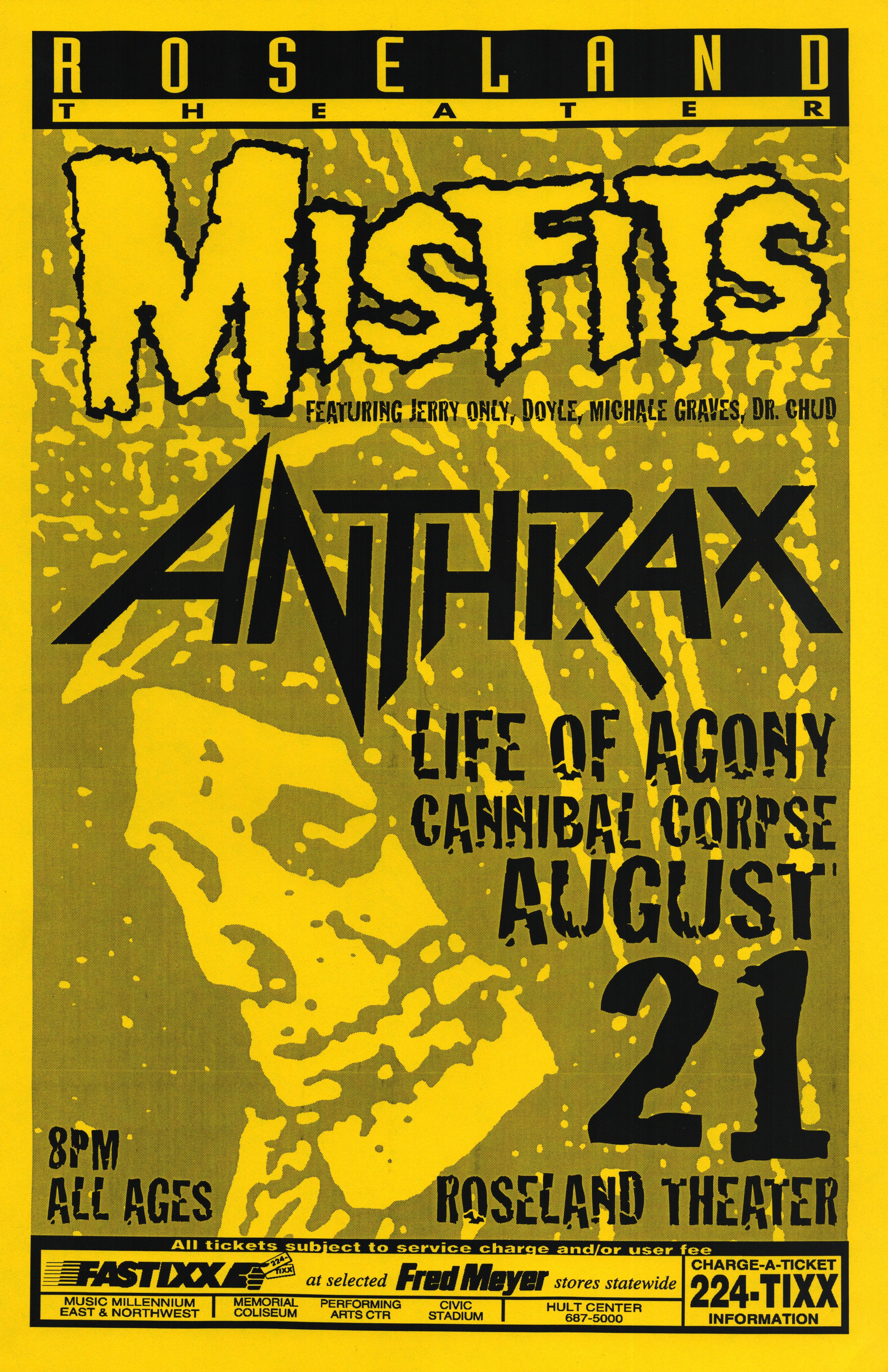 MXP-201.2 Misfits & Anthrax Roseland Theater 1996 Concert Poster