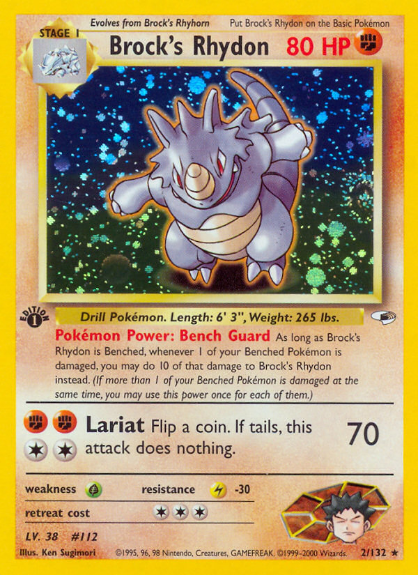 Brock's Rhydon (2/132) - Gym Heroes (1st Edition) Pokémon Card