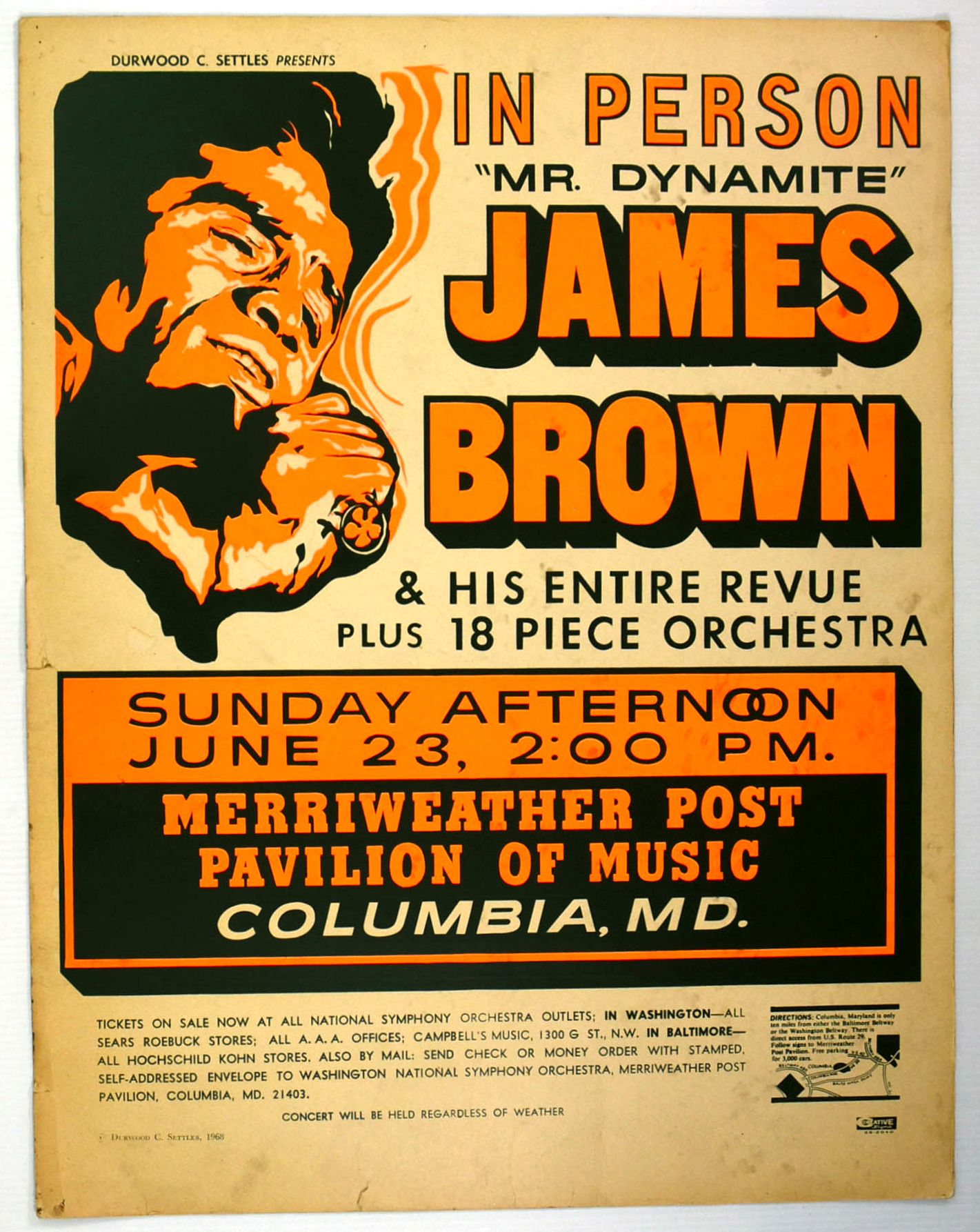 James Brown at Merriweather Post Pavilion 1968 Concert Poster