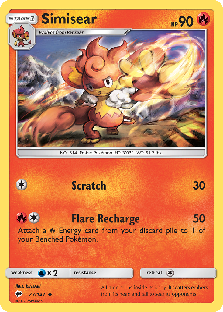 Simisear (23/147) - Burning Shadows Pokémon Card