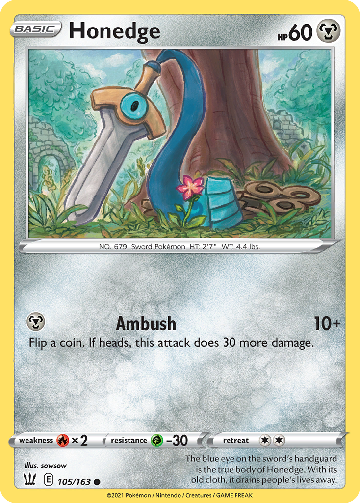 Honedge (105/163) - Battle Styles Pokémon Card