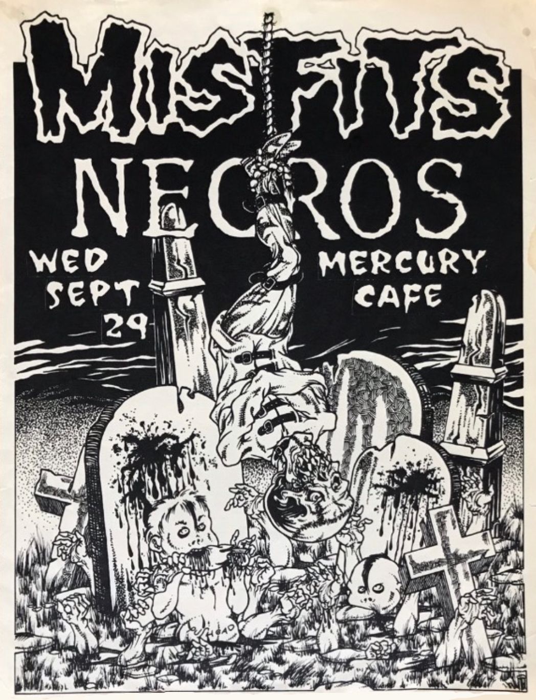 Misfits & Necros Mercury Cafe 1982 Concert Poster