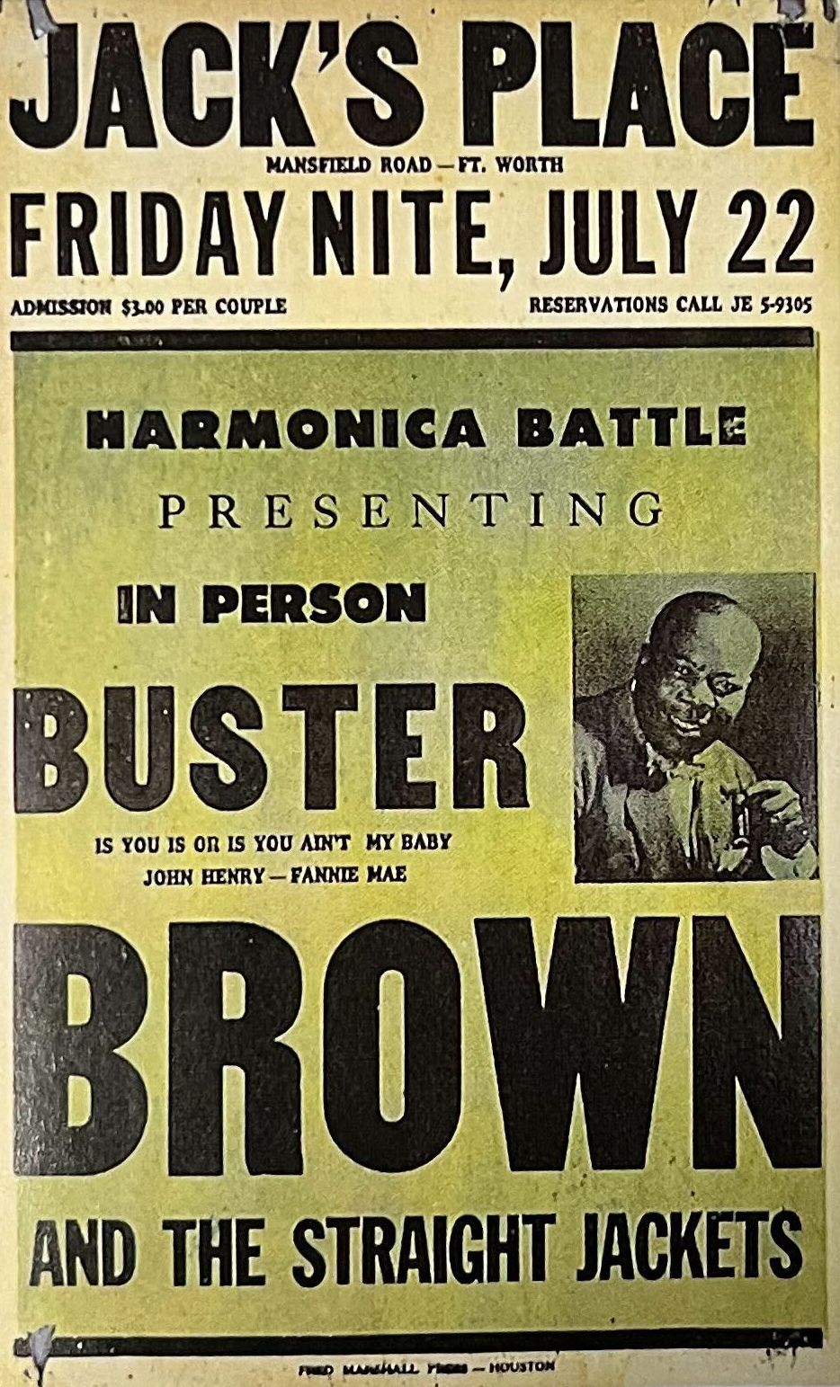 AOR-1.29 Buster Brown	Jack’s Place 1955 Concert Poster