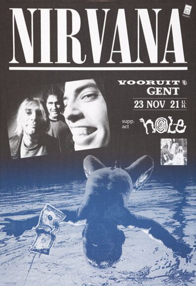 Nirvana & Hole Vooruit 1991 Concert Poster