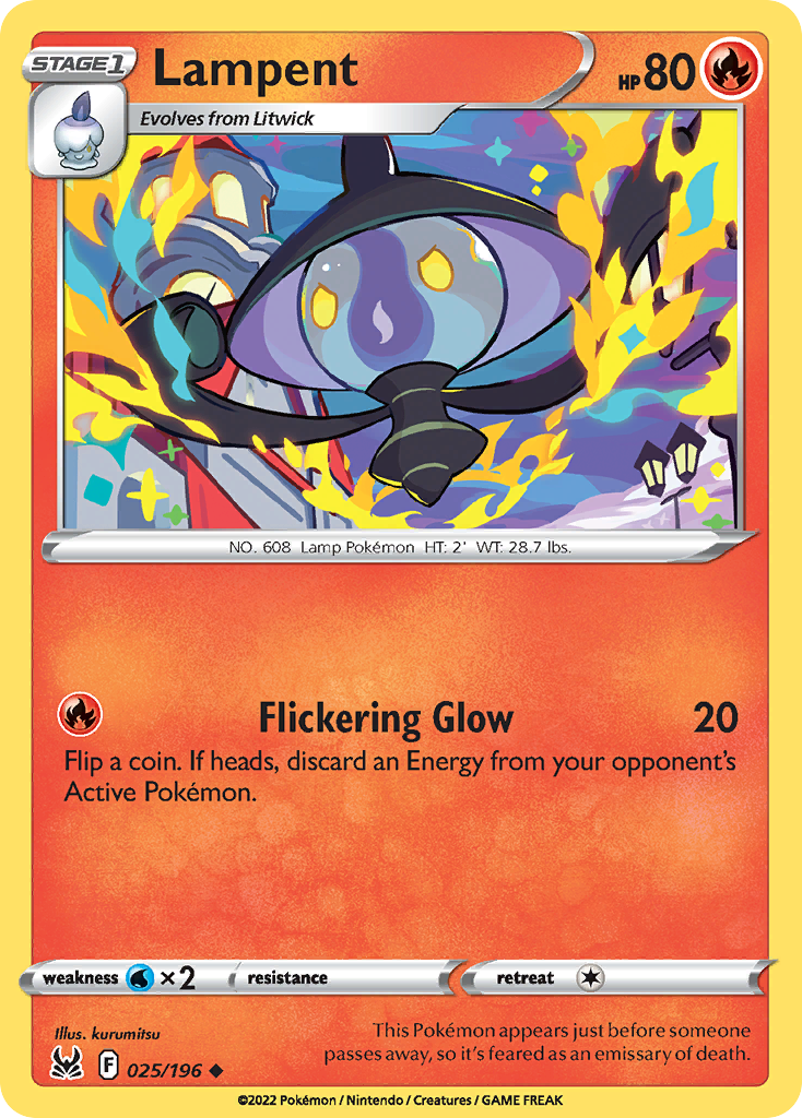 Lampent (25/196) - Lost Origin Pokémon Card