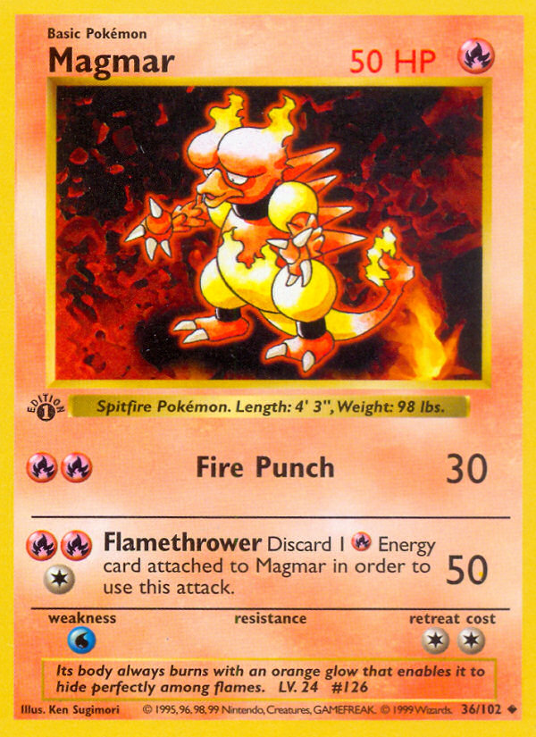 Magmar (36/102) - Base (1st Edition) Pokémon Card