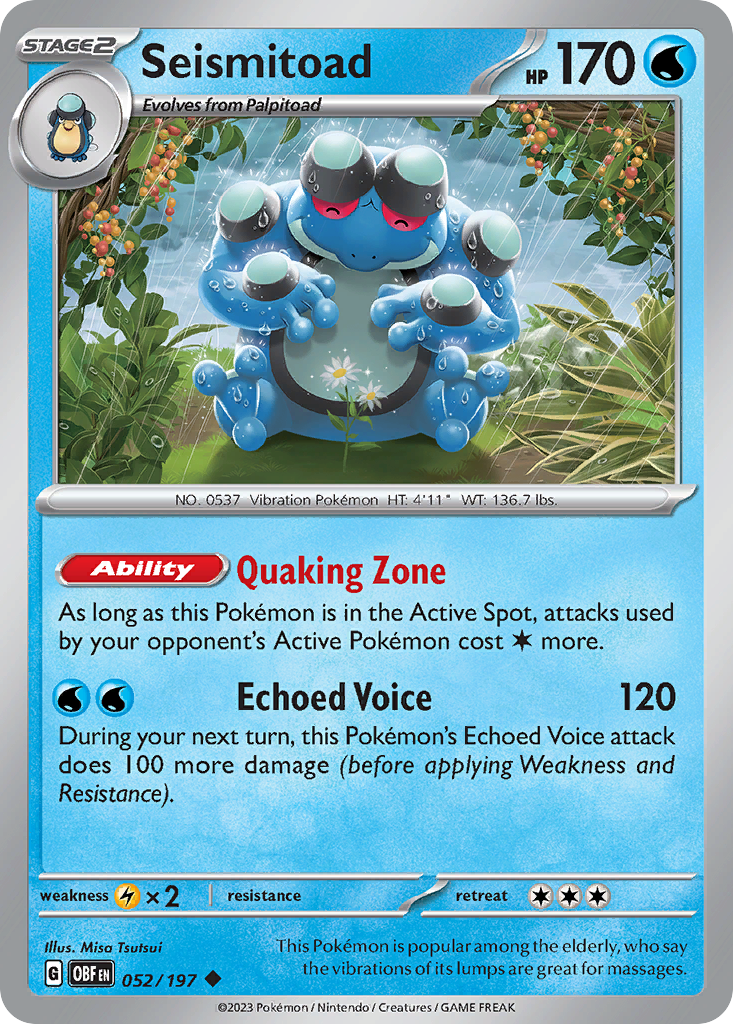 Seismitoad (52/197) - Obsidian Flames Pokémon Card