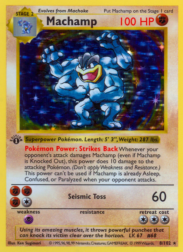 Machamp (8/102) - Base (1st Edition) Pokémon Card