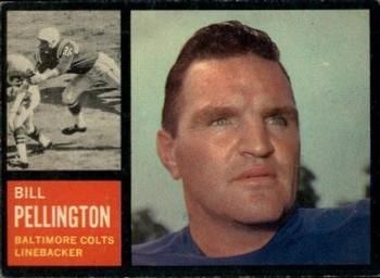 Bill Pellington 1962 Topps #9 Sports Card