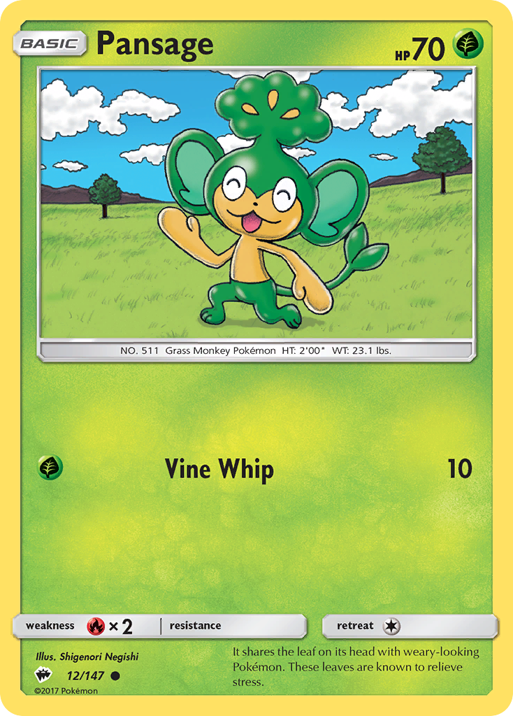 Pansage (12/147) - Burning Shadows Pokémon Card